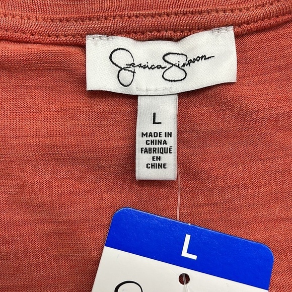 Jessica Simpson NWT Burnt Sienna Comfy V- Neck Short Sleeve Knit Top - Picture 9 of 14